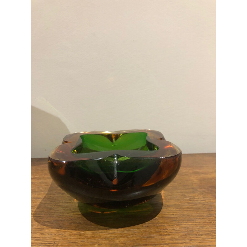 Vintage ashtray green and orange from murano 1970s