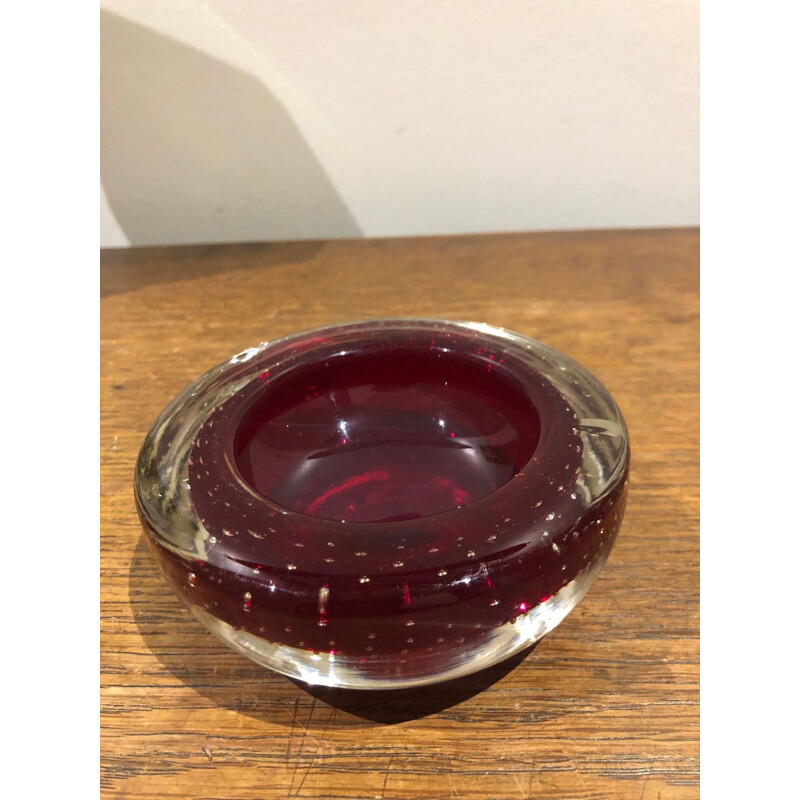 Vintage asbak in gebobbeld murano glas, 1970