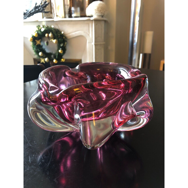 Vintage ashtray in pink murano glass 1970s