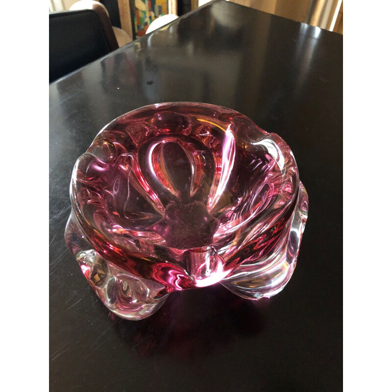 Vintage ashtray in pink murano glass 1970s