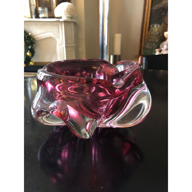 Vintage ashtray in pink murano glass 1970s