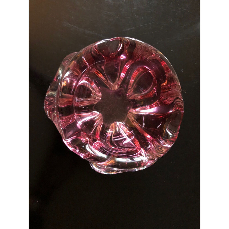 Cendrier vintage en verre de murano rose 1970