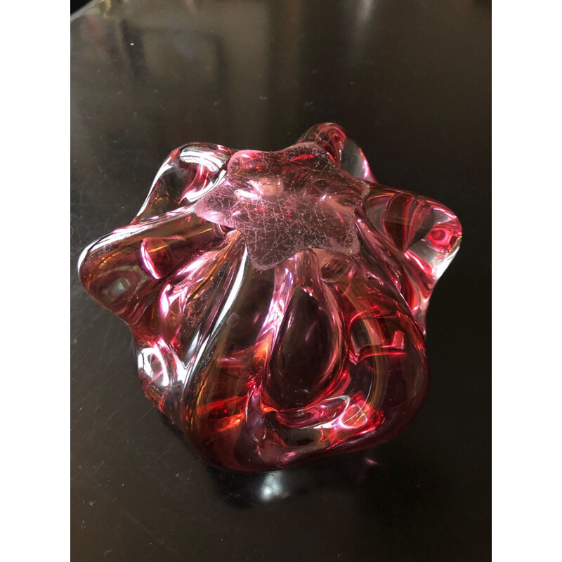 Vintage ashtray in pink murano glass 1970s