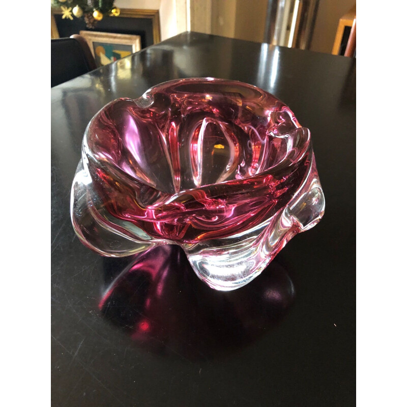 Vintage ashtray in pink murano glass 1970s