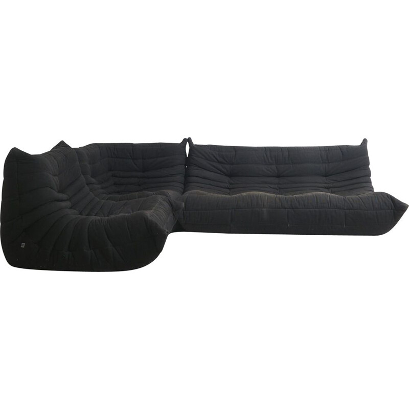 Vintage Black Sofa by Michel Ducaroy for Ligne Roset France 1973