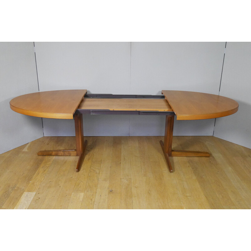 Vintage oval extensible Scandinavian dining table 1960s