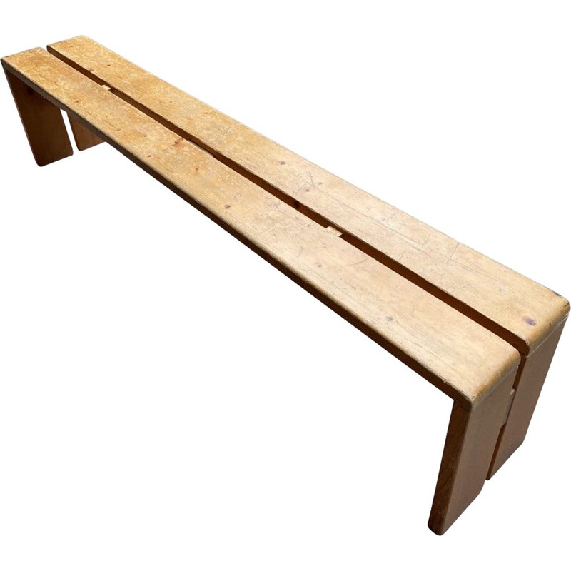Vintage bench from Les Arcs resort by Charlotte Perriand 1968s