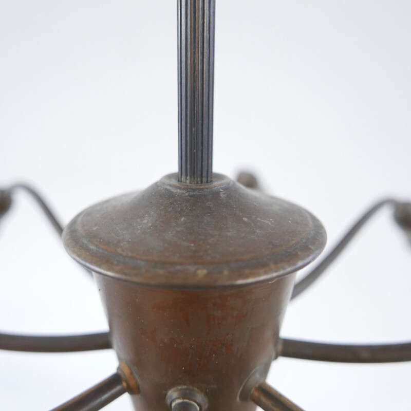 Vintage Brass Spider Multi Arm Chandelier 1960s