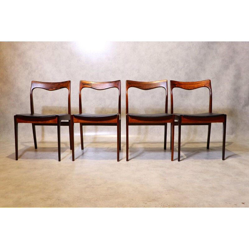 Set Of 4 vintage Rosewood  Dining Chairs in the style of Niels Moller