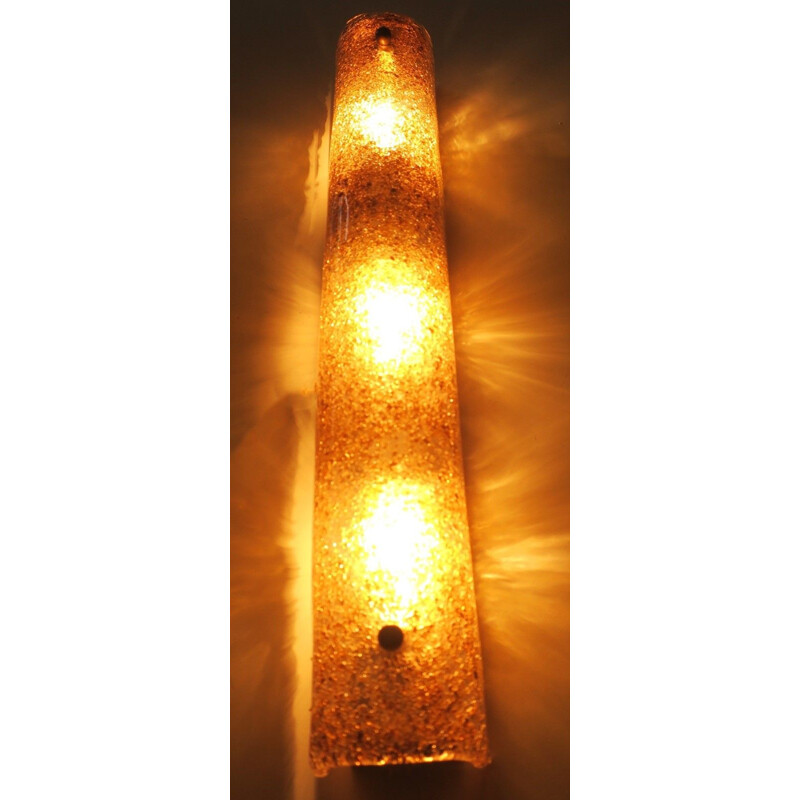 Murano glas en messing lange wandlamp 1950