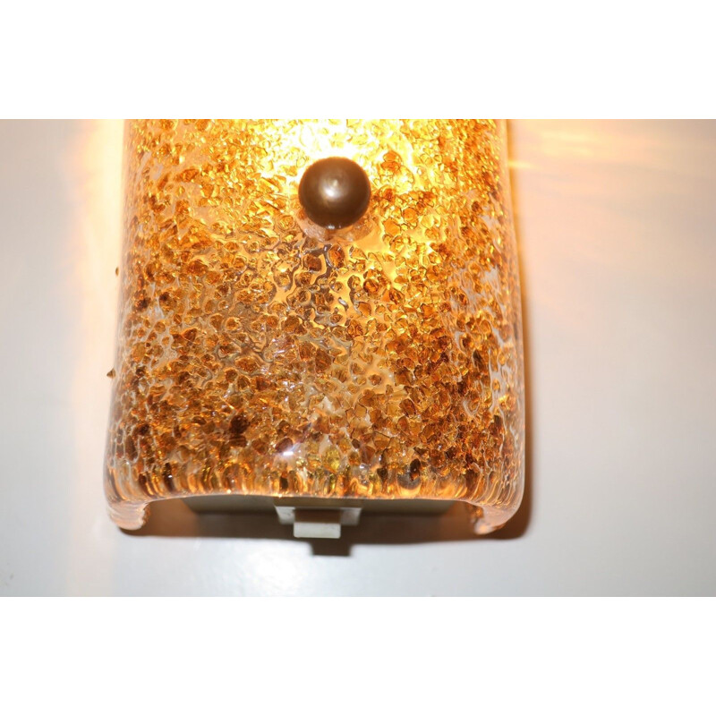 Vintage Murano Glass and Brass Long Wall Light 1950s