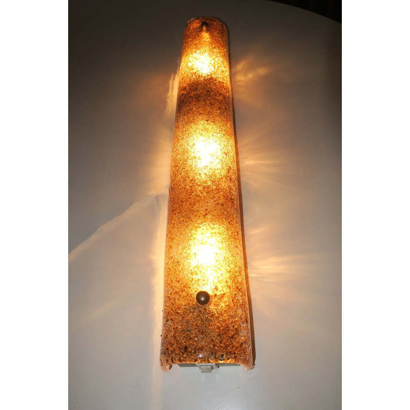 Vintage Murano Glass and Brass Long Wall Light 1950s