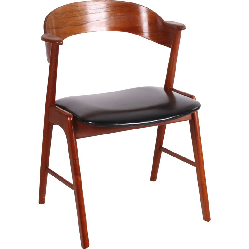 Vintage teak and leather armchair Kai Kristiansen 1960