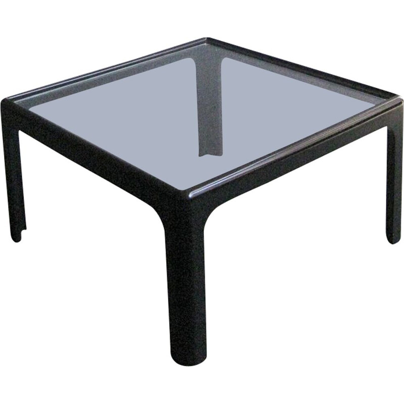 Vintage Black wooden and glass coffee table 1970s