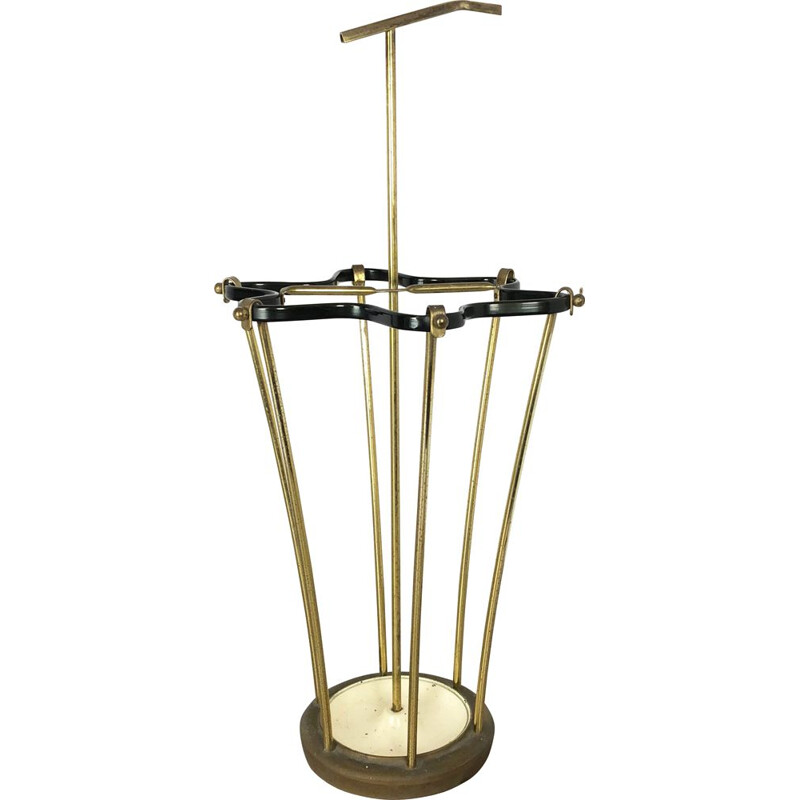 Midcentury Brass Mategot Hollywood Regency Umbrella Stand France 1950s