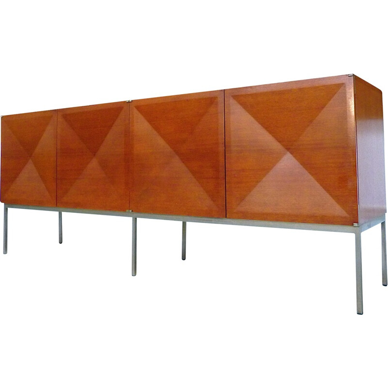 "Pointe de Diamant" sideboard in mahogany and steel, Antoine PHILIPPON & Jacqueline LECOQ - 1960s