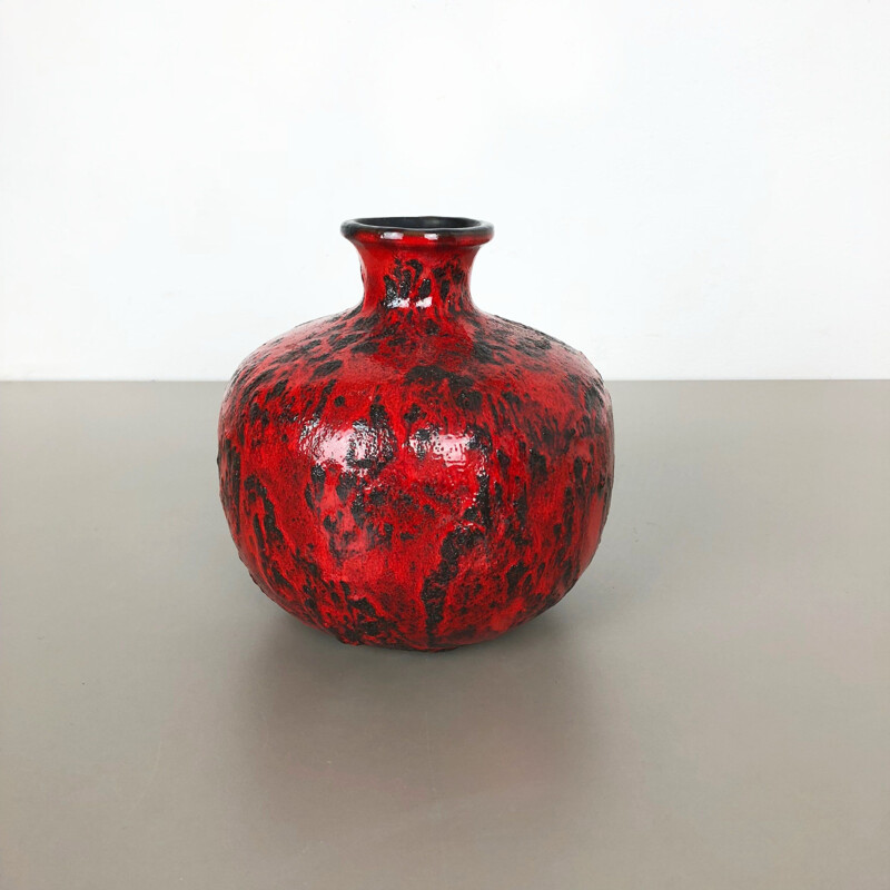 Vase vintage fat lava en céramique de Gräflich Ortenburg, Allemagne 1960