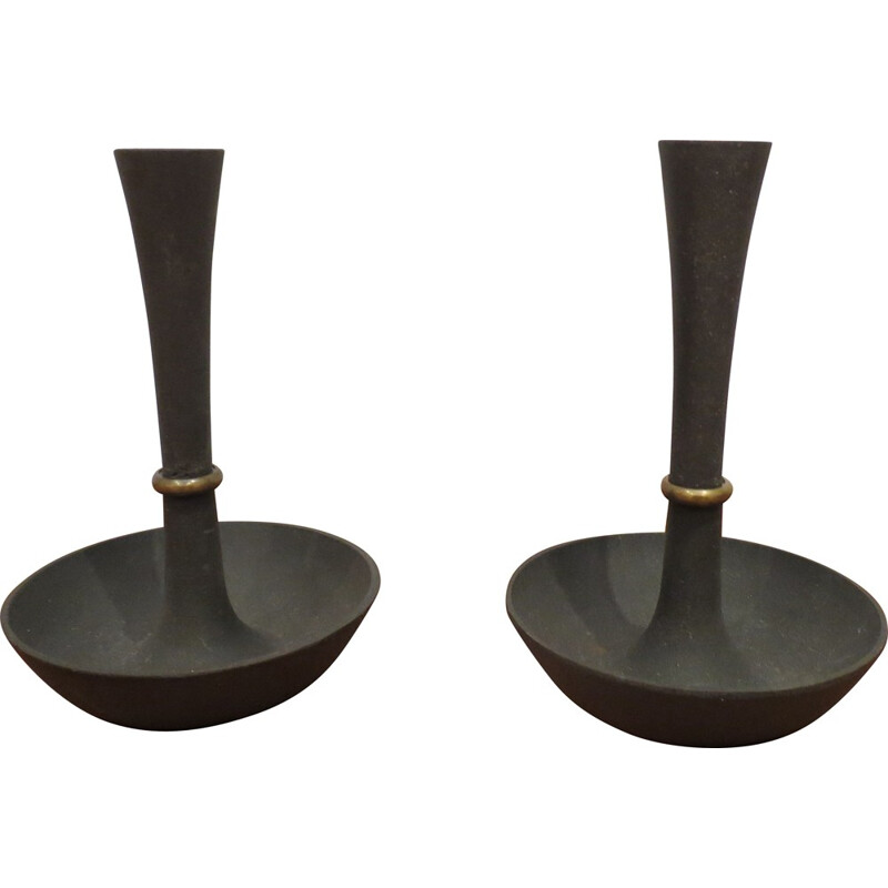 Pair of Dansk candleholders in wrought iron, Jens QUISTGAARD - 1960s