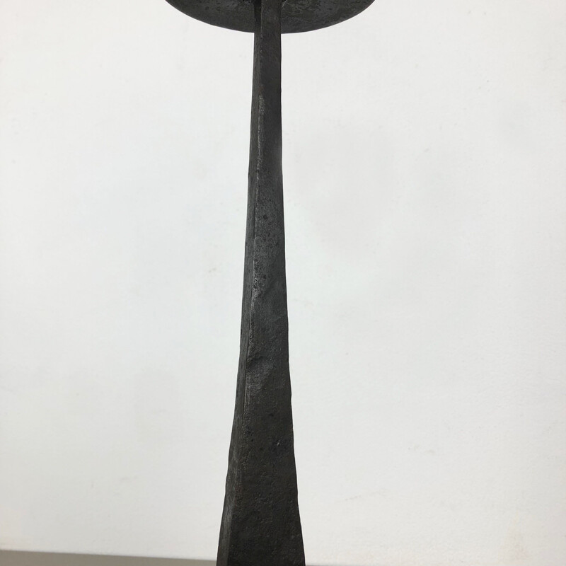 Large vintage Cast Iron Sculptural Brutalist Metal Candleholder Austria 1950s