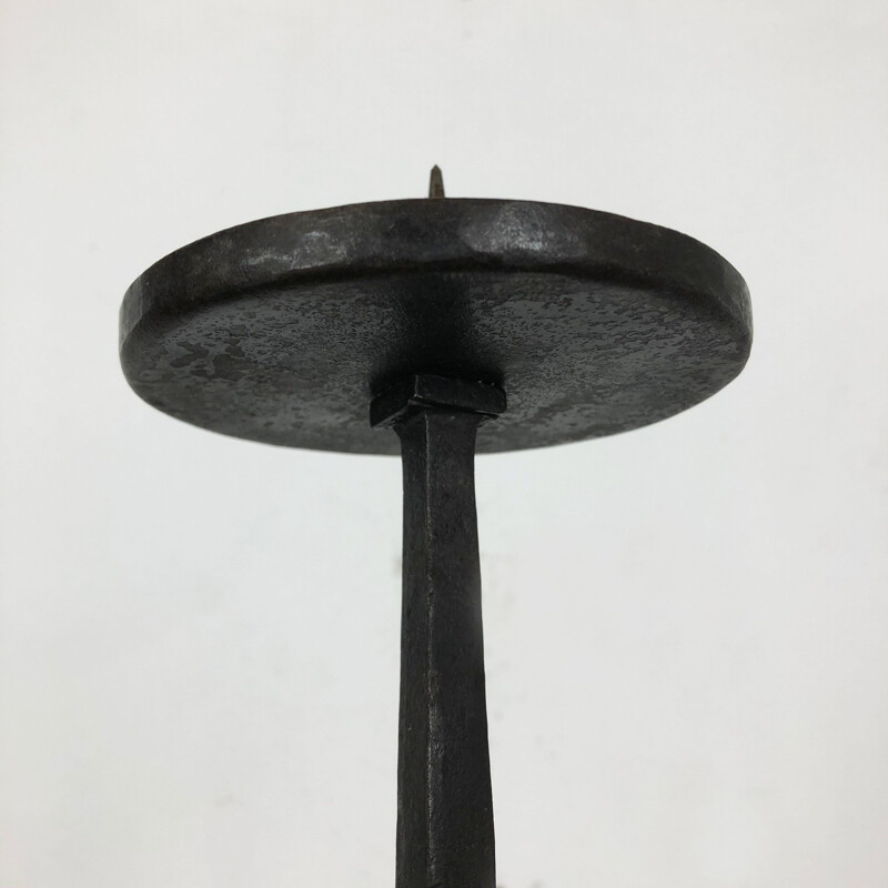 Large vintage Cast Iron Sculptural Brutalist Metal Candleholder Austria 1950s