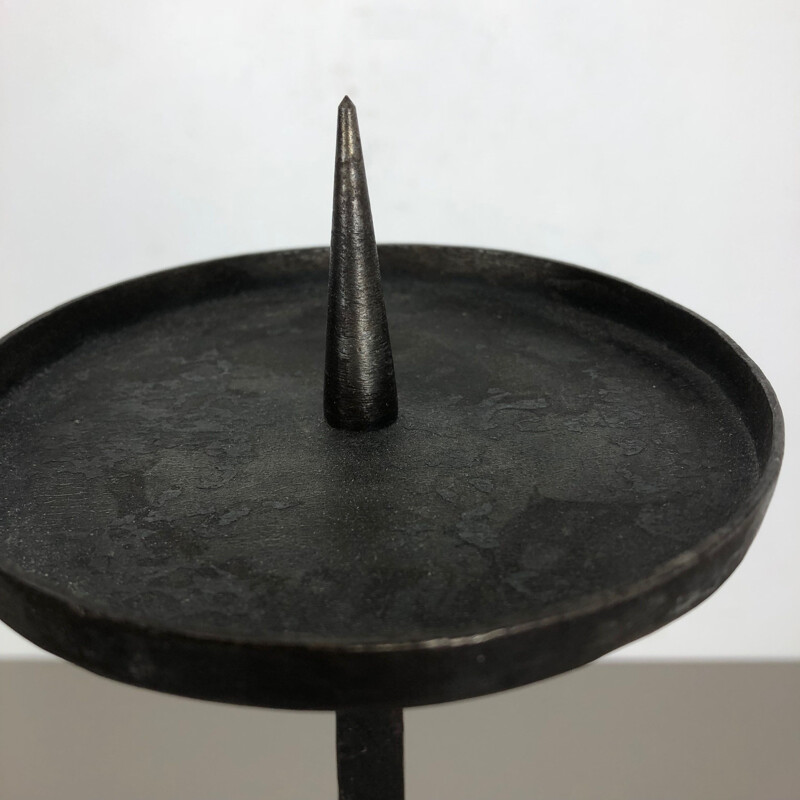 Large vintage Cast Iron Sculptural Brutalist Metal Candleholder Austria 1950s