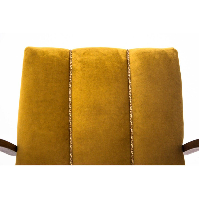 Vintage Yellow armchair by Jindrich Halabala 1940s