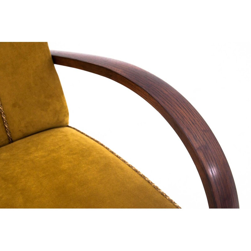 Vintage Yellow armchair by Jindrich Halabala 1940s