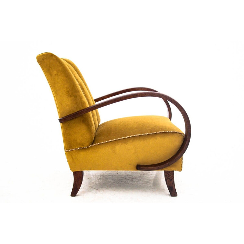 Vintage Yellow armchair by Jindrich Halabala 1940s