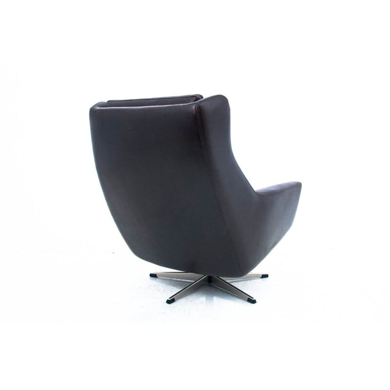 Vintage leather armchair with a footstool, Denmark 1960s