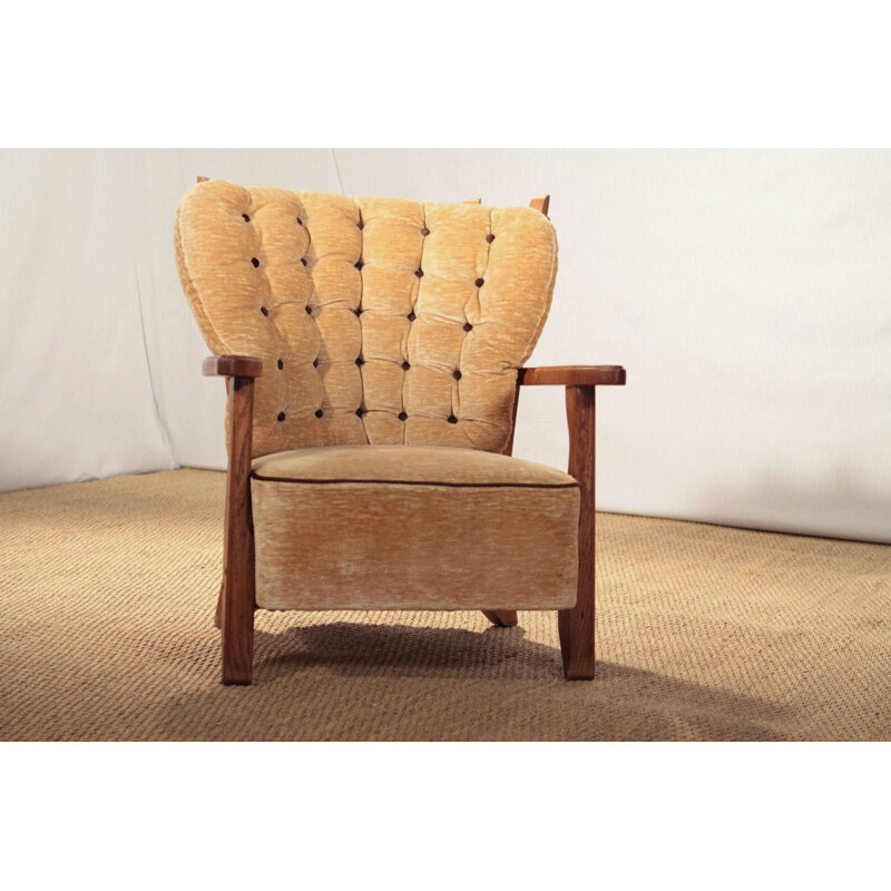 Fauteuil “Grand repos” Votre Maison en chêne massif, GUILLERME & CHAMBRON - 1950