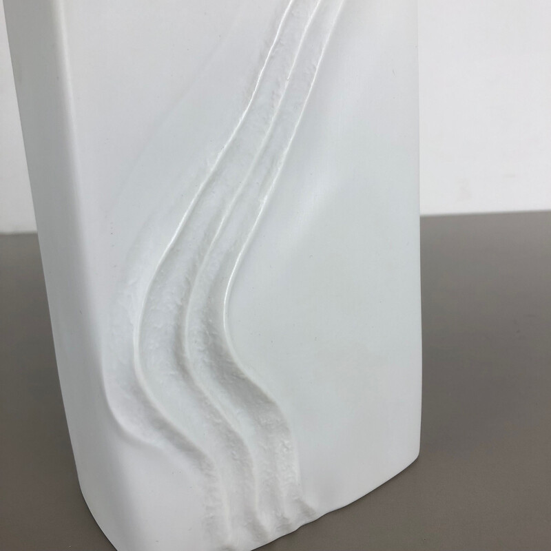 Large vintage OP Art porcelain vase by Martin Freyer for Rosenthal, Germany 1970