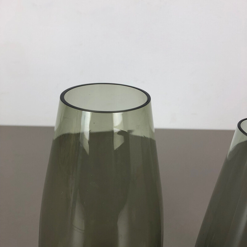 Pair of vintage glass vases by Wilhelm Wagenfeld for the Wmf, Germany 1960