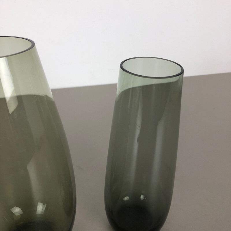 Paire de vases vintage en verre de Wilhelm Wagenfeld pour le Wmf, Allemagne 1960