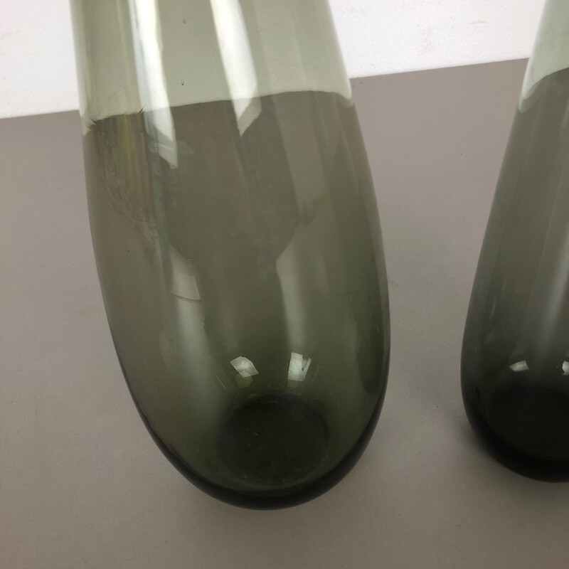 Pair of vintage glass vases by Wilhelm Wagenfeld for the Wmf, Germany 1960