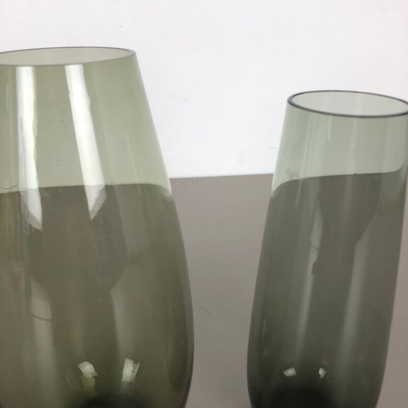 Pair of vintage glass vases by Wilhelm Wagenfeld for the Wmf, Germany 1960