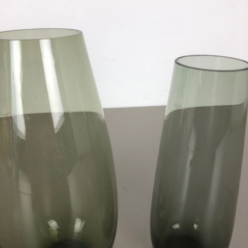 Pair of vintage glass vases by Wilhelm Wagenfeld for the Wmf, Germany 1960