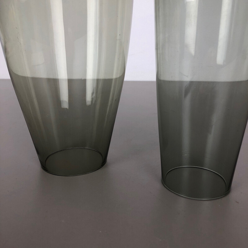 Pair of vintage glass vases by Wilhelm Wagenfeld for the Wmf, Germany 1960