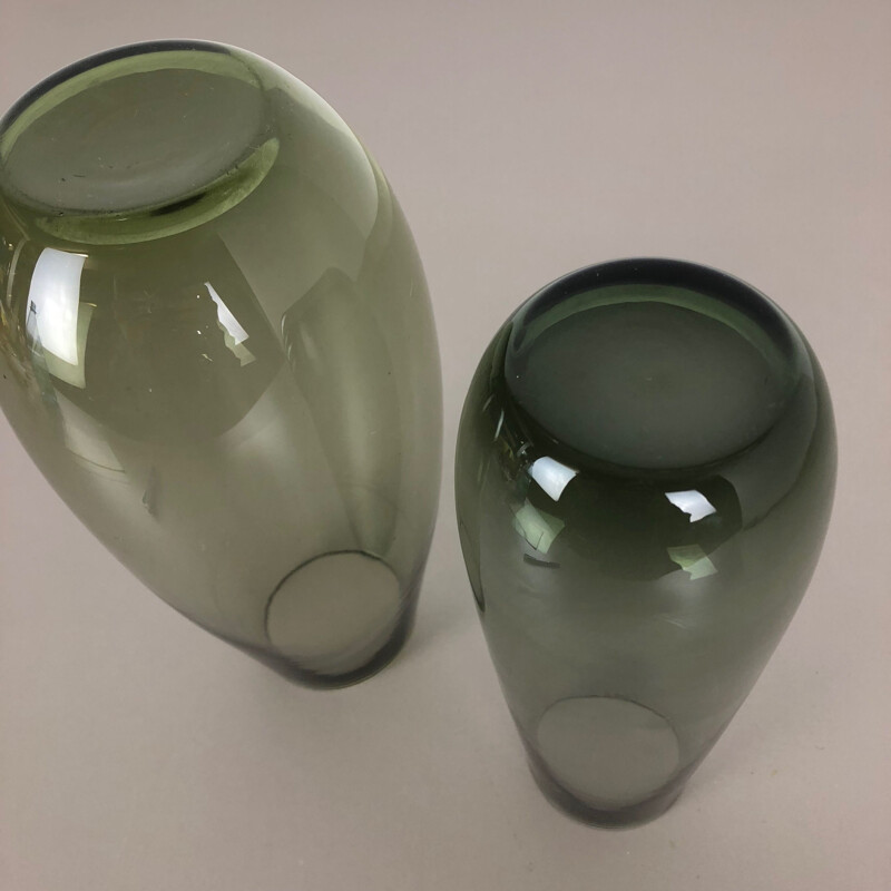 Pair of vintage glass vases by Wilhelm Wagenfeld for the Wmf, Germany 1960