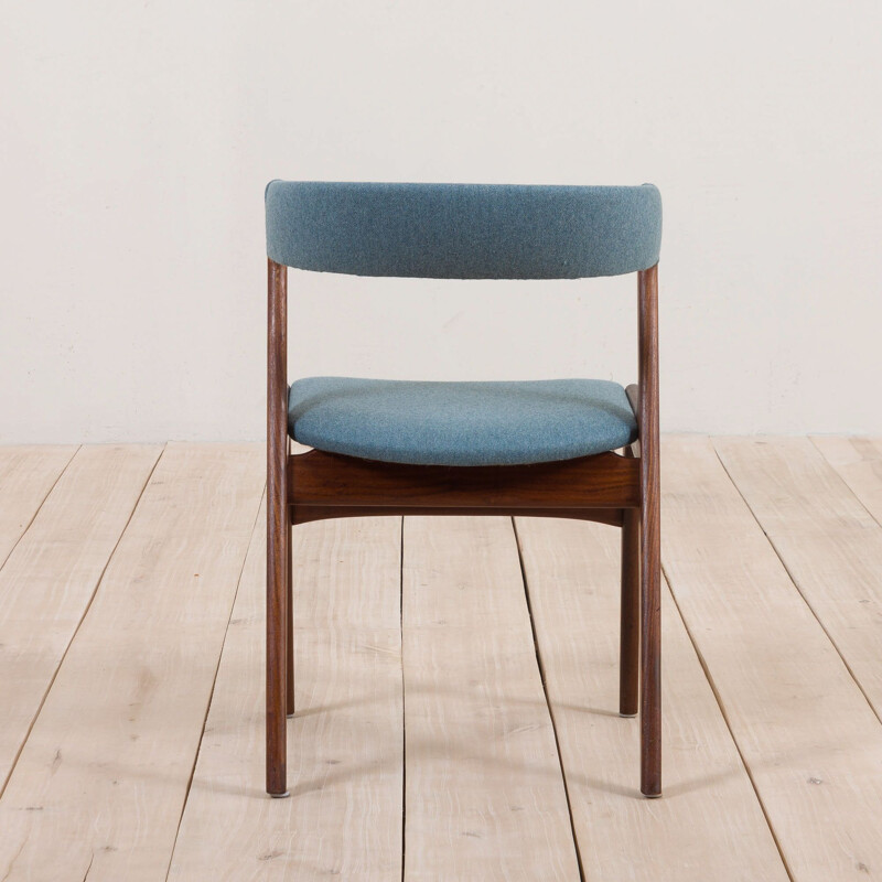 Vintage Teak Kai Kristiansen dining fire chair in blue upholstery Denmark 1960s