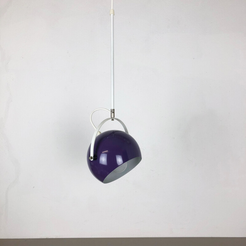 Vintage Adjustable Pop Art Panton Hanging Light with Purple Spot Germany 1970s