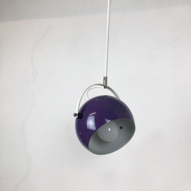 Vintage Adjustable Pop Art Panton Hanging Light with Purple Spot Germany 1970s