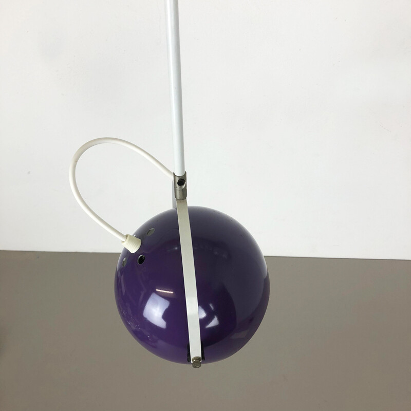 Vintage Adjustable Pop Art Panton Hanging Light with Purple Spot Germany 1970s