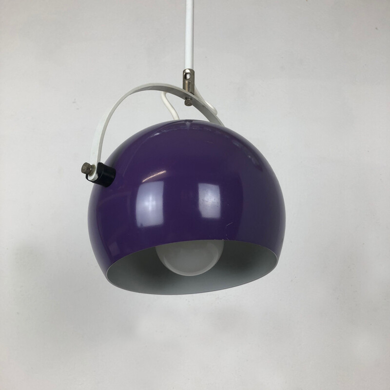 Lámpara colgante Vintage Pop Art regulable con foco púrpura Alemania 1970