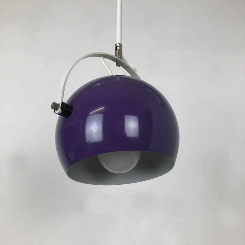 Vintage Adjustable Pop Art Panton Hanging Light with Purple Spot Germany 1970s