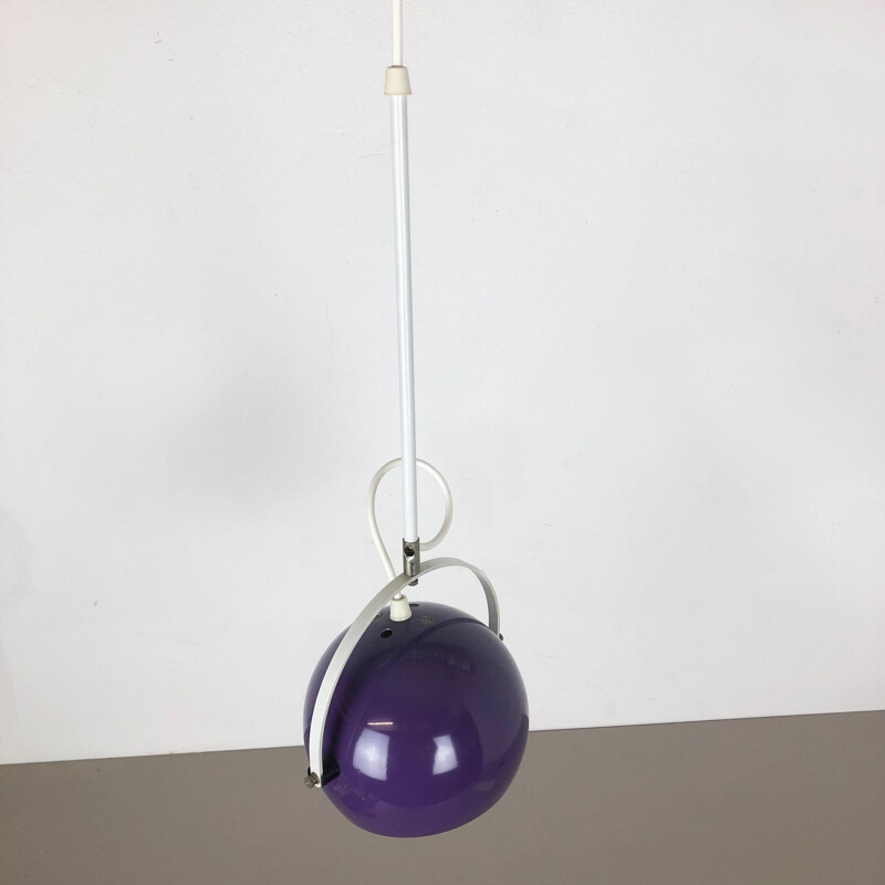 Lámpara colgante Vintage Pop Art regulable con foco púrpura Alemania 1970