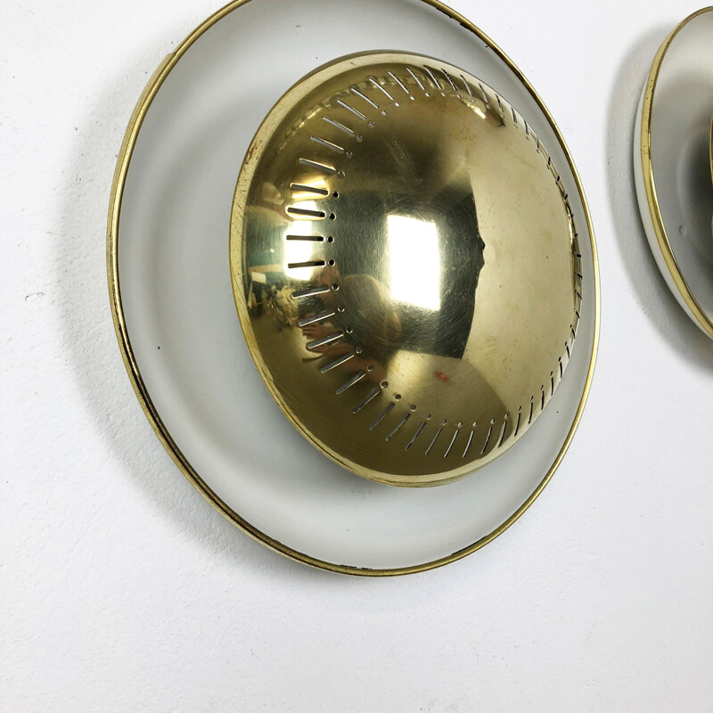 Pair of vintage Stilnovo sconces in metal and brass, Italy 1950