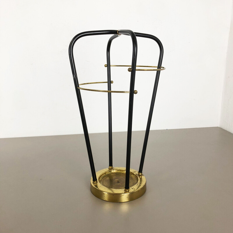 Vintage hollywood regency brass umbrella stand, Germany 1950