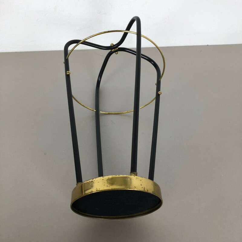 Vintage hollywood regency brass umbrella stand, Germany 1950