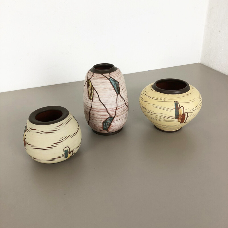 Set aus 3 Vintage-Keramikvasen von Franz Schwaderlapp für Sawa Ceramic, Deutschland 1960