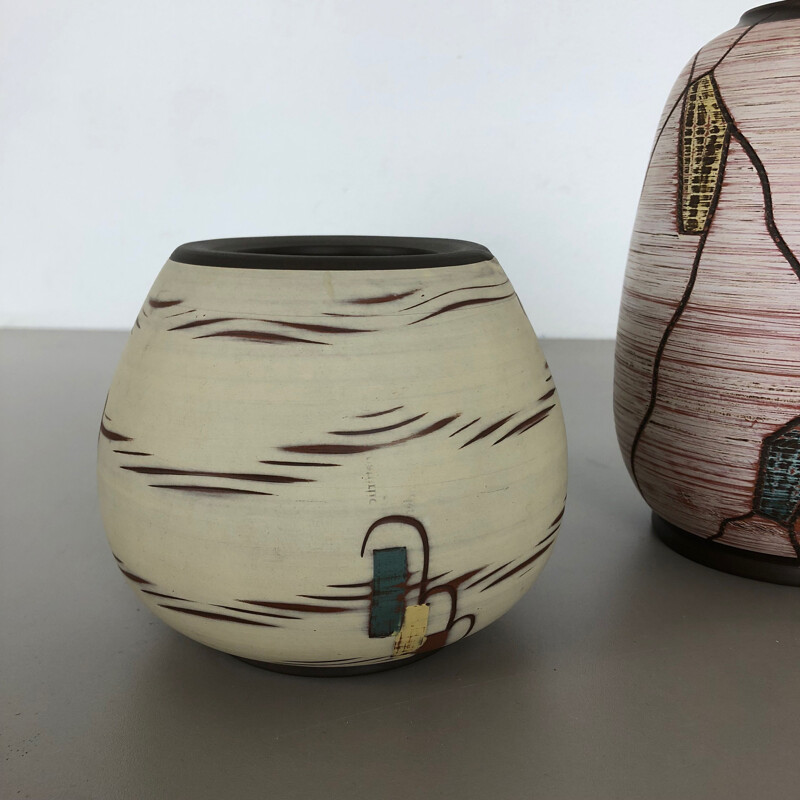 Ensemble de 3 vases vintage en céramique par Franz Schwaderlapp pour Sawa Ceramic, Allemagne 1960
